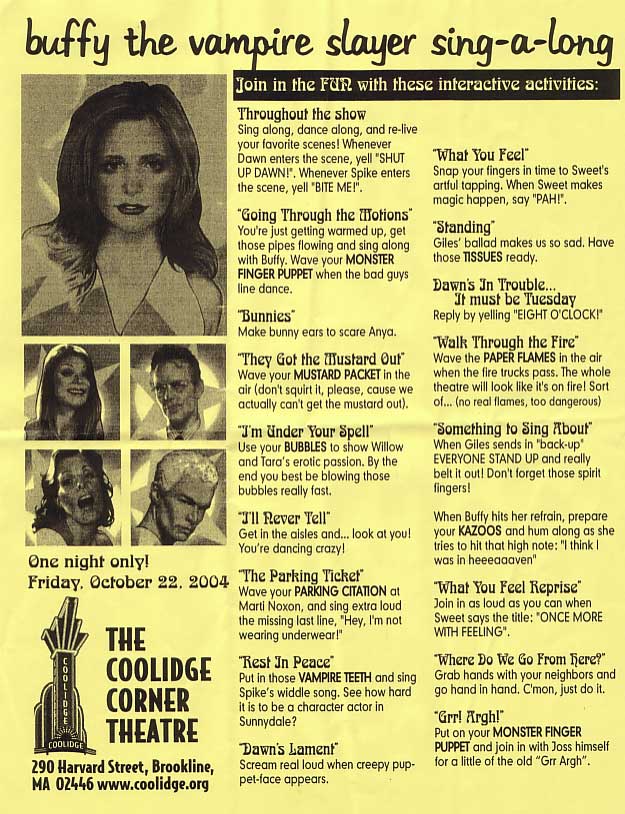 Buffy Singalong game flyer